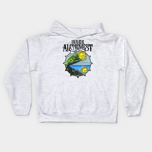 Inner Alchemist - Green Lion Alchemy vintage design Kids Hoodie by AltrusianGrace